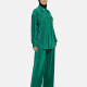 Women's Muslim Islamic Fashion Plain Pleated Long Sleeve Casual Shirt 2 Piece Set Cadmium Green Clothing Wholesale Market -LIUHUA