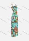 Wholesale Women's Spring Spaghetti Strap Sleeveless Floral Print Pleated Maxi Dress - Liuhuamall