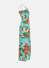 Wholesale Women's Spring Spaghetti Strap Sleeveless Floral Print Pleated Maxi Dress - Liuhuamall