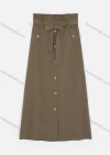 Wholesale Women's Elastic Waist Lace Up Button Fake Pockets Plain Maxi Skirts 2050-2251# - Liuhuamall