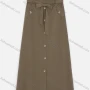 Wholesale Women's Elastic Waist Lace Up Button Fake Pockets Plain Maxi Skirts 2050-2251# preview