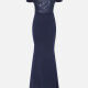 Women's Elegant Off Shoulder Sequin Cap Mermaid Evening Dress 970# Midnight Blue Clothing Wholesale Market -LIUHUA