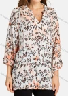Wholesale Woman's Casual V Shirt Collar Long Sleeve Tie Dye Floral Print Tunic - Liuhuamall