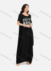 Wholesale Women's African Crew Neck Letter Short Sleeve Pockets Loose Fit Maxi Dress 8802# - Liuhuamall