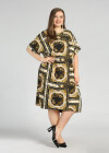 Wholesale Women's Round Neck Short Sleeve Folkloric Print Plus Midi Dress - Liuhuamall