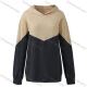 Wholesale Women's Casual Colorblock Long Sleeve Kangaroo Pocket Hoodie Almond White Clothing Wholesale Market Liuhua