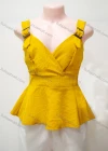 Wholesale Women's Casual Plain Wrap V Neck Adjustable Sraps Ruffle Hem Cami Top - Liuhuamall