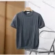 Wholesale Men's Casual Plain Ribbed Round Neck Short Sleeve T-shirts E75005# Gray Clothing Wholesale Market Liuhua