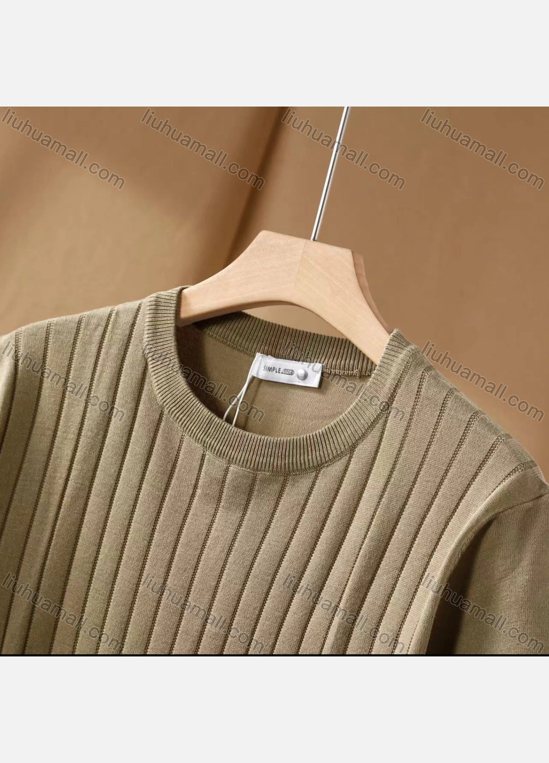 Wholesale Men's Casual Plain Ribbed Round Neck Short Sleeve T-shirts E75005# - Liuhuamall