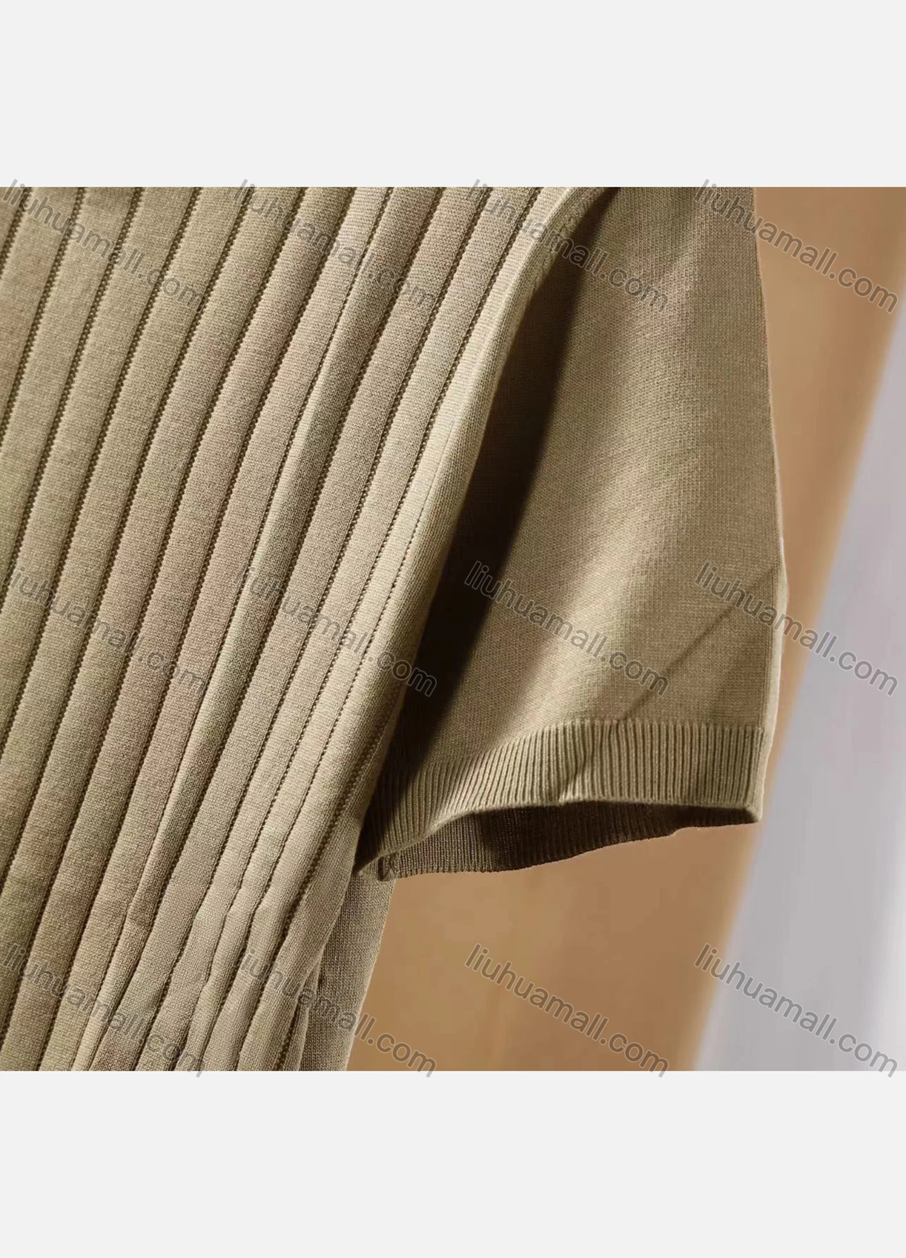 Wholesale Men's Casual Plain Ribbed Round Neck Short Sleeve T-shirts E75005# - Liuhuamall