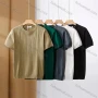 Wholesale Men's Casual Plain Ribbed Round Neck Short Sleeve T-shirts E75005# preview
