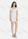 Wholesale Women's Plain Square Neck Short Sleeve Buttons Decor Slim Fit Short Dress 3101# - Liuhuamall