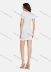 Wholesale Women's Plain Square Neck Short Sleeve Buttons Decor Slim Fit Short Dress 3101# - Liuhuamall