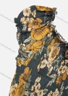 Wholesale Women's Elegant Cap Sleeve Bateau Neck Floral Print Shirred Pleated Maxi Dress - Liuhuamall