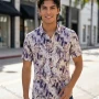 Wholesale 2026 Men's Slim Fit Short Sleeve Printed Shirt | Abstract Pattern Casual/Formal Business Shirt, Wholesale & In Stock preview