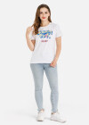 Wholesale Women's Casual Letter Print Round Neck Short Sleeve Tee - Liuhuamall