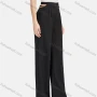 Wholesale Women's Elegant Plain High Waist Metal Chain Decor Button Closure Ankle Length Wide Leg Pants preview