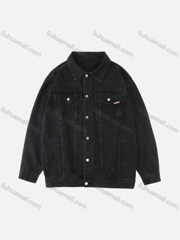 Wholesale Men's Plus Size Button Open Front Collared Basics Denim Jacket With Flap Pockets 8301#