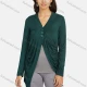 Wholesale Women's Casual Plain Long Sleeve Button Front Cardigan Green Clothing Wholesale Market Liuhua