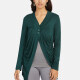 Women's Casual Plain Long Sleeve Button Front Cardigan Green Clothing Wholesale Market -LIUHUA