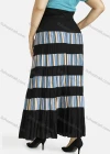 Wholesale Women's Casual Striped Patchwork Elastic Waist Ruffled Hem Pleated Maxi Skirt - Liuhuamall