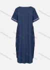 Wholesale Women's Casual Crew Neck Short Sleeve Sequin Embroidered Pearl Denim Dress - Liuhuamall