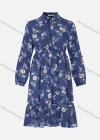 Wholesale Women's Causal Tie Neck Long Sleeve Floral Print Viscose Midi Dress - Liuhuamall