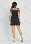 Wholesale Women's Sexy Mesh Semi-sheer Mock Neck Plain Short Slim Fit Cocktail Dress - Liuhuamall