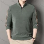 Wholesale Men's Casual Plain Stand Collar Quarter Zip Long Sleeve Henley Shirt D-68# preview
