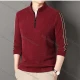 Wholesale Men's Casual Plain Stand Collar Quarter Zip Long Sleeve Henley Shirt D-68# Red Clothing Wholesale Market Liuhua