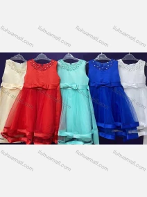 Wholesale Girls Lovely Crew Neck Sleeveless Pearl Decro Lace Dress 32#, LIUHUA CLOTHING WHOLESALE