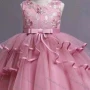 Wholesale Girls Lovely Sleeveless Lace Embroidered Floral Bow Knot Tiered Dress 33# preview