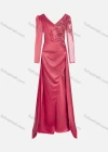 Wholesale Women's Elegant Long Sleeve V Neck Rhinestone Embroidery Maxi Evening Dress - Liuhuamall