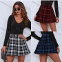 Wholesale Women's High Waist Elastic Plaid Print Pleated Mini Skirt K20048# preview