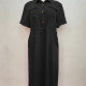 Women's Casual Short Sleeve Pockets Drawstring Plain Midi Shirt Dress 10# Clothing Wholesale Market -LIUHUA