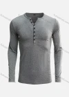 Wholesale Men's Casual Silm Fit Long Sleeve Plain Henley Shirt - Liuhuamall