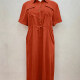 Women's Casual Short Sleeve Pockets Drawstring Plain Midi Shirt Dress 18# Clothing Wholesale Market -LIUHUA
