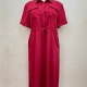 Women's Casual Short Sleeve Pockets Drawstring Plain Midi Shirt Dress Red Clothing Wholesale Market -LIUHUA