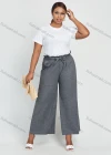 Wholesale Women's Plus Size High Waist Plain Ankle Length Wide Leg Trouser With Belt - Liuhuamall