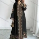Wholesale 2026 Spring Summer Autumn Women Floral Print V-Neck Flared Loose Casual Long Dress Black Clothing Wholesale Market Liuhua