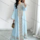 Wholesale 2026 Spring Summer Autumn Women Floral Print V-Neck Flared Loose Casual Long Dress Blue Clothing Wholesale Market Liuhua