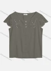 Wholesale Women's Casual Crew Neck Pearl Decor Appliques Blouse 22322# - Liuhuamall