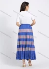 Wholesale Women's Cotton Casual Stripe Splicing Elastic Waist Maxi Skirt - Liuhuamall