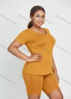Wholesale Women's Daily Plain Round Neck T-shirt 2 Pieces Set - Liuhuamall