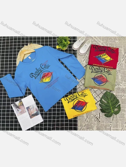 Wholesale Boy's Comfy Crew Neck Long Sleeve Letter Print T-Shirt