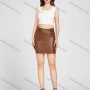Wholesale Women's PU Leather Bodycon Plain Short Dress With Belt 2605# preview