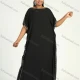 Wholesale Women's African Plus Size Vintage Round Neck Robe Batwing Sleeve Floral Embroidery Plain Kaftan Dress Black Clothing Wholesale Market Liuhua