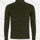 Wholesale Men's Casual Long Sleeve Texture Knit High Neck Plain Sweater Dark Green Clothing Wholesale Market Liuhua