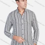Wholesale Men's Allover Geometric Print Long Sleeve Button Front Slim Fit Shirt preview