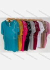 Wholesale Women's Casual Rhinestone Scoop Neck Short Sleeve Blouse - Liuhuamall